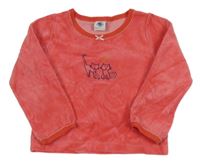 Červené zamatové tričko s mačkami