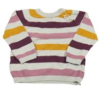 Smetanovo-vínovo-okrový pruhovaný sveter H&M