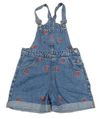 Modré laclové riflové kraťasy s jahodami Denim Co.