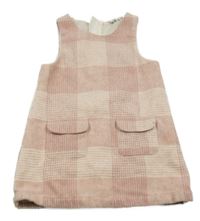 Svetloružové kockované vlnené šaty s vreckami F&F