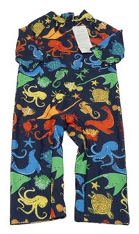 Nové - tmavomodro-barevný UV overal se zvířaty F&F