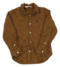 Hnědá puntíkatá košile s výšivkou H&M