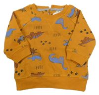 Okrová mikina s dinosaurami