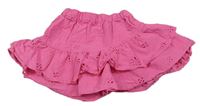 Ružové plátenné sukňové kraťasy s madeirou F&F
