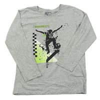 Sivé melírované tričko so skateboardistou Matalan