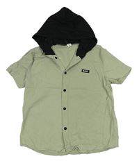 Khaki-černá košile s kapucí Shein