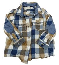 Tmavomodro-bielo-béžová kockovaná košeľa zn. H&M