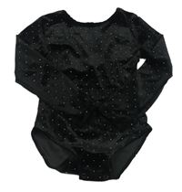 Čierne zamatové body s kamienkami ZARA