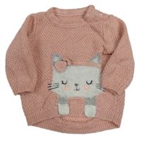 Ružový trblietavý sveter s mačičkou Matalan
