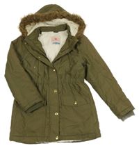 Khaki šusťáková zimní parka s kapucí s kožešinou George