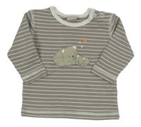 Šedo-bílé pruhované triko s medvídky 