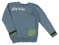 Modrošedá slabá mikina s nápisom