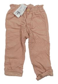Nové - Růžové podšité manšestrové kalhoty H&M