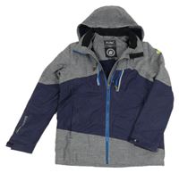 Šedo-tmavomodrá šusťáková zimní funkční bunda s kapucí killtec 