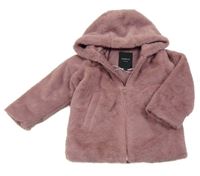 Staroružová kožušinová podšitá bunda s kapucňou Name it