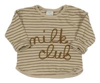 Béžovo-hnědé pruhované triko s nápisem Next