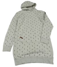 Svetlosivá melírovaná šatová mikina s liškami a kapucňou Yigga