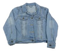 Svetlomodrá rifľová crop bunda