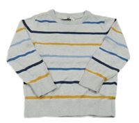 Svetlošedá -modro-horčicový pruhovaný sveter C&A