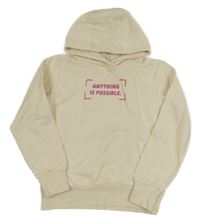 Béžová mikina s nápisom a kapucňou Yigga