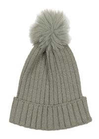 Šedá třpytivá čepice s bambulí Primark