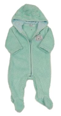 Mintová huňatá kombinéza s Medvídkem Pú a kapucňou Disney