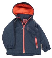 Tmavomodro-neonově růžová softshellová bunda s kapucí Playtech