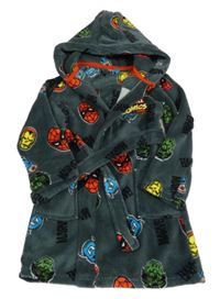 Tmavošedý plyšový župan se superhrdiny a kapucí MARVEL