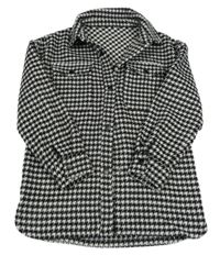 Čierno-biela vzorovaná vlnená košeľová bunda Dunnes