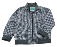 Tmavomodro-bílý kostkovaný šusťákový jarní bomber Next