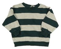 Smetanovo-zelená pruhovaná mikina H&M