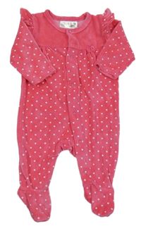 Fuchsiový puntíkatý sametový overal Ergee