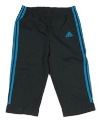 Antracitovo-modré outdoorové kalhoty s pruhy a logem Adidas