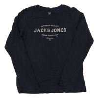 Tmavomodré tričko s nápismi Jack & Jones