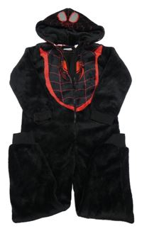 Čierno-červená plyšová kombinéza s kapucí - Spiderman Primark