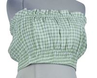 Dámsky světlekhaki-biely kockovaný bandeau top Boohoo