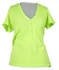 Dámské neonově zelené žebrované tričko s knoflíčky River Island 