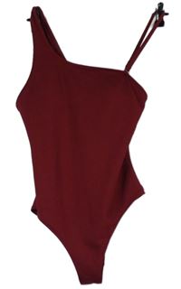 Dámské karmínové žebrované jednodílné plavky Primark 