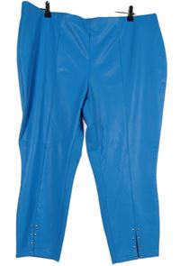 Dámské tyrkysové koženkové crop kalhoty Pfeffinger vel. 54