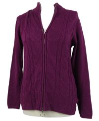 Dámský purpurový vzorovaný propínací svetr 