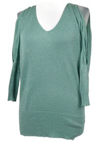 Dámský světlemodrý třpytivý lehký svetr s volnými rameny a korálky Next 