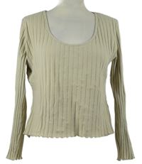 Dámske béžové rebrované crop tričko H&M