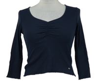 Dámske tmavomodré rebrované crop tričko MNG