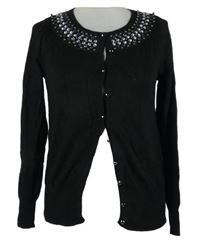 Dámský černý propínací svetr s kamínky M&S