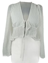 Dámská bílá vzorovaná šifonová crop halenka na zavazování Shein