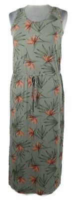 Dámské světlekhaki květované šaty se stahováním v pase Hema 