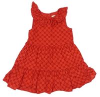 Červené plátenné šaty s madeirou F&F