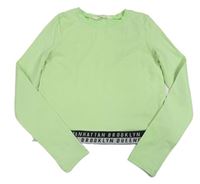 Neónově zelené crop tričko s nápismi H&M