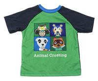 Zeleno-tmavomodré tričko se zvířaty - Animal Crossing