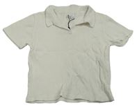 Biele rebrované crop polo tričko Zara